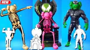 Fortnite KAWS Skeletons doing All Built-In Emotes Fortnite シ