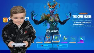 TRUMAnn And His 8 Year Old Kid UNLOCKING FREE Fortnite Skin THE CUBE QUEEN And ALL The FREE REWARDS