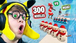 300 Niveles PARKOUR de NAVIDAD en Fortnite!! (Competición vs Hermano Pequeño)