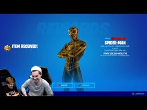 LEVEL 202 Unlocking FREE GOLD SPIDER-MAN Fortnite Battlepass Skin. Marvel Spider-Man Bonus Unlock
