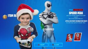 Level 140 & Unlocking FREE Fortnite Skin Style SPIDER-MAN Future Foundation Suit & My Kid Gets A WIN