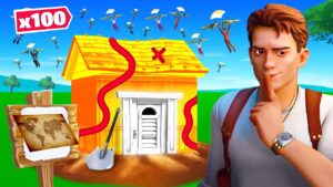 SEKRETNIE UKRYŁEM SIĘ NA CUSTOMIE DLA 100 POSZUKIWACZY SKARBÓW w Fortnite z EWELA