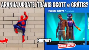 FORTNITE - TRAVIS SCOTT LOJA, HOMEM-ARANHA UPDATE e SKIN RECOMPENSA?
