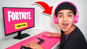 Kid Plays Fortnite With PINK GAMING SETUP...