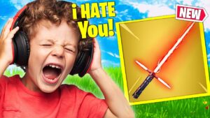 Trolling ANGRY KID With *UNVAULTED* LIGHTSABER’s in Fortnite!