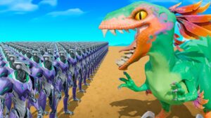 1 RAPTOR GIGANTE vs 100 ALIENS (Batallas Epicas de Fortnite)