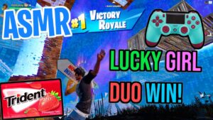 ASMR Gaming 😴 Fortnite Lucky Girl Duo! Relaxing Gum Chewing 🎮🎧 Controller Sounds + Whispering 💤