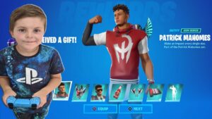 GIFTING My 8 Year Old Kid NEW PATRICK MAHOMES Nfl Football Fortnite Skin Bundle. Unlocking MAHOMES