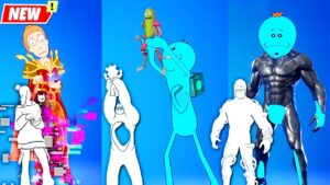 QUEEN SUMMER and MR.MEESEEKS (by Rick and Morty TV show) doing all Fortnite Built-In Emotes シ