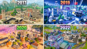 Evolution of The Entire Tilted Towers in Fortnite (2017 - 2022)