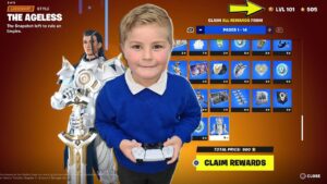 After School Surprising My 7 Year Old Kid Gifting Him NEW Fortnite Tier 100 Battle Pass Skin Today