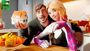 Spider-Gwen & Mr. Beast MOVE IN TOGETHER & become ROOMMATES.. Fortnite Chapter 4