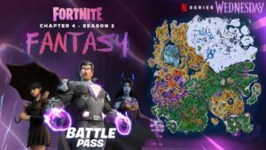 Fortnite Chapter 4 Season 2 Map Concept, Battle Pass, WEDNESDAY x FORTNITE (FANTASY)