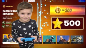 LEVEL 200 My 9 Year Old Kid Spends ALL 500 Fortnite Battle Stars Unlocking FREE Fortnite Skin Styles