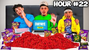 Brothers Eat TAKIS ONLY For 24 Hours While Playing Fortnite!