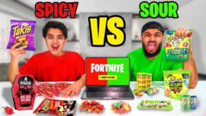 Eating The Worlds Spiciest VS Sourest Food While Playing Fortnite!