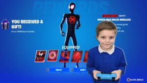 After School Surprising My 9 Year Old Kid Gifting Him NEW Spider-man Marvel Fortnite Skins