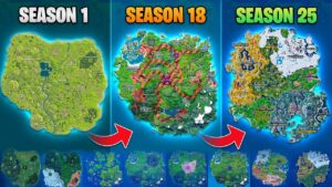 Evolution of Fortnite Map (Chapter 1 Season 1 - Chapter 4 Season 3)