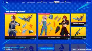 TODAS LAS NUEVAS SKINS DE MY HERO ACADEMIA en FORTNITE 💥😱 (TODOROKI, EIJIRO KIRISHIMA y MINA ASHIDO)