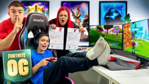 MI HERMANO FINGE NO TENER DEBERES para JUGAR a FORTNITE OG! Mi madre se enfada mucho😱