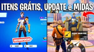 FORTNITE - ITENS GRÁTIS MIDAS, UPDATE e CHÃO É LAVA?